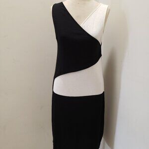 Krizia black and white sleeveless v neck dress/ Italian vintage cocktail dress